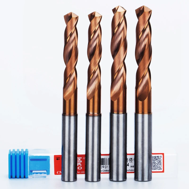 HUHAO HRC65 spiral twist milling cutter metal drill hole bits carbide coated cnc milling end mills H0100901