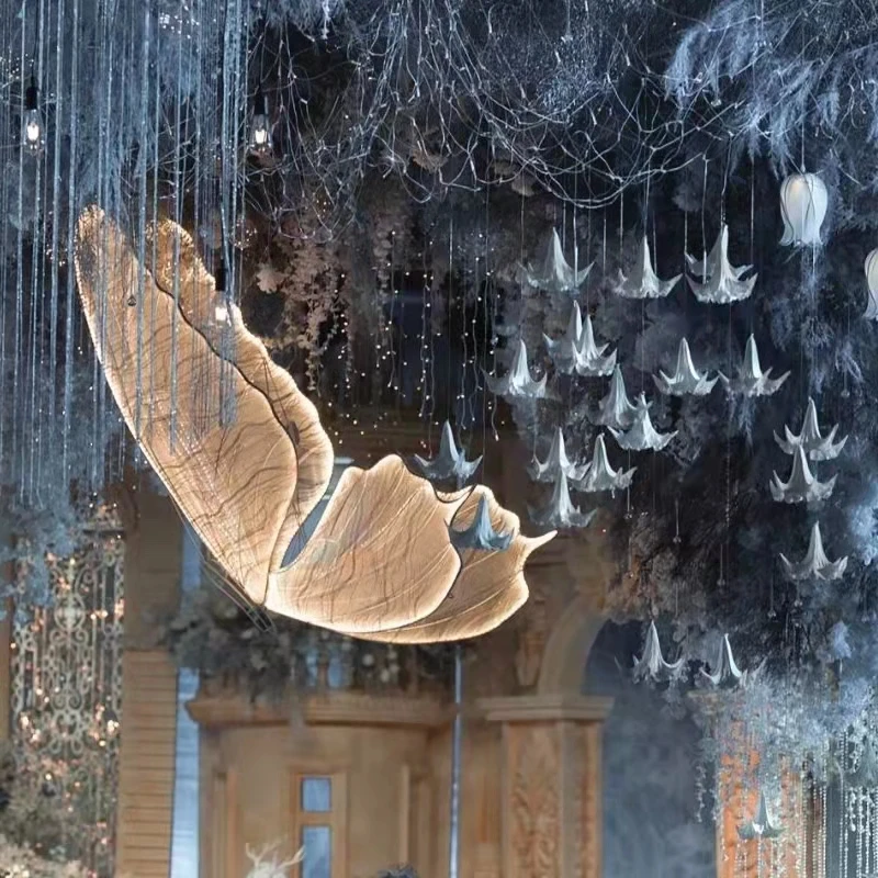 European Style Wedding Props Glowing Butterfly Wings Stage Decoration Suspended Ceiling Ornaments Wedding Road Guidance