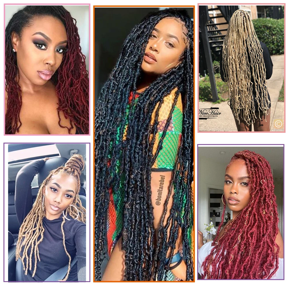 14inch 18inch 24inch 36inch New Soft Locs Curly Wavy Pre-Looped Goddess Synthetic Fiber Hair Extensions Earthworm Faux Locs