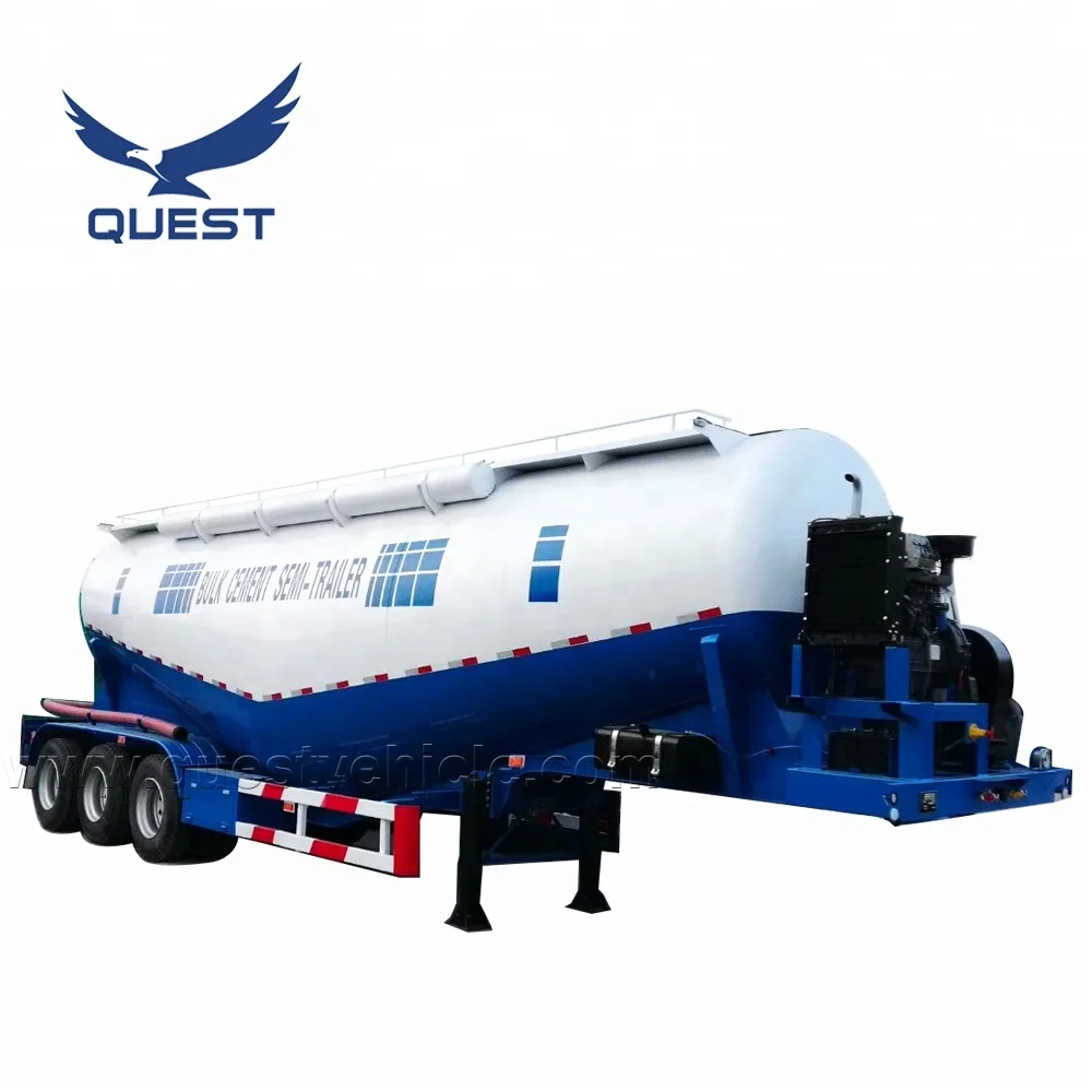 QUEST Factory Manufacture Various High Quality Dry Powder Large Capacity Tanker Bulk Cement Semi Trailer
