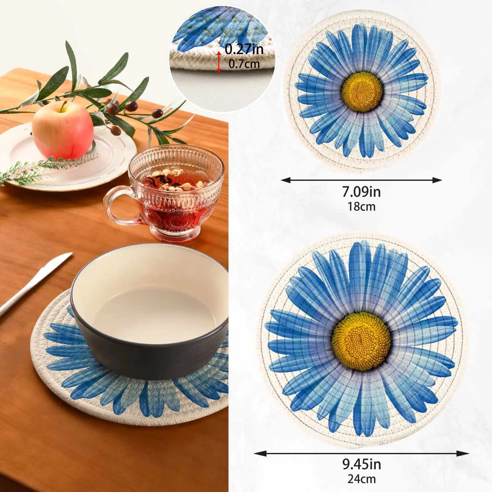 Home Decoration Eco-friendly Woven Rattan Round Braided Straw Placemats Customized Table Mat