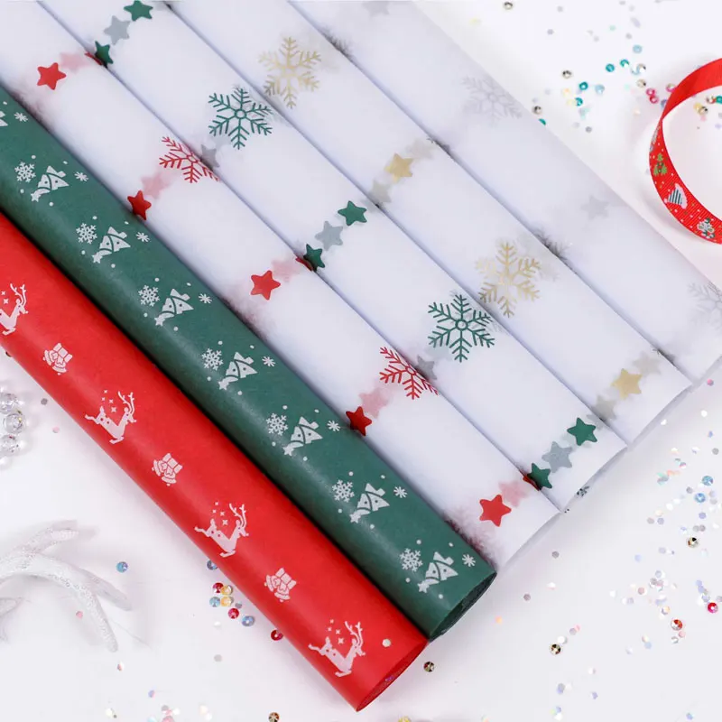 High Quality Creative Custom Christmas Packaging Rolling Tissue Papers Gift Wrapping Paper Roll