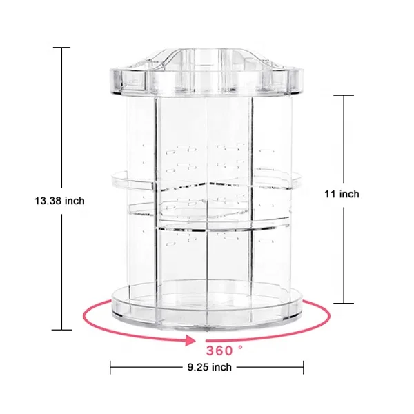 Transparent Acrylic 360 Degree Rotating Adjustable Cosmetic Storage Rotating Makeup Beauty Organizer Acrylic Makeup Organizer