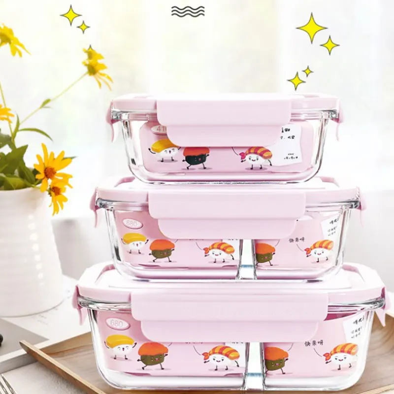 Контейнер для еды Bento микроволновая печь pyrex borosil стеклянный Ланч-бокс