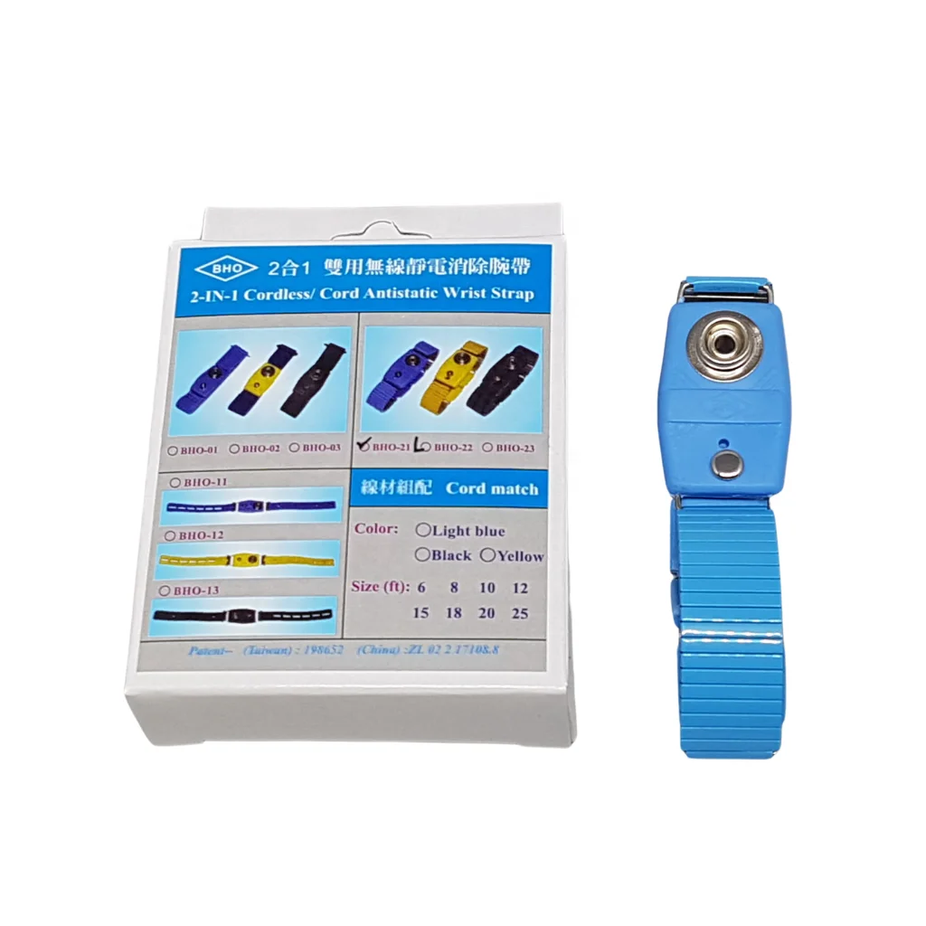 BHO-21 2-In-1 Cordless,Cord Antistatic ESD Stainless Wrist Strap Cord Antistatic Wrist Strap cordless 2-in-1 strap
