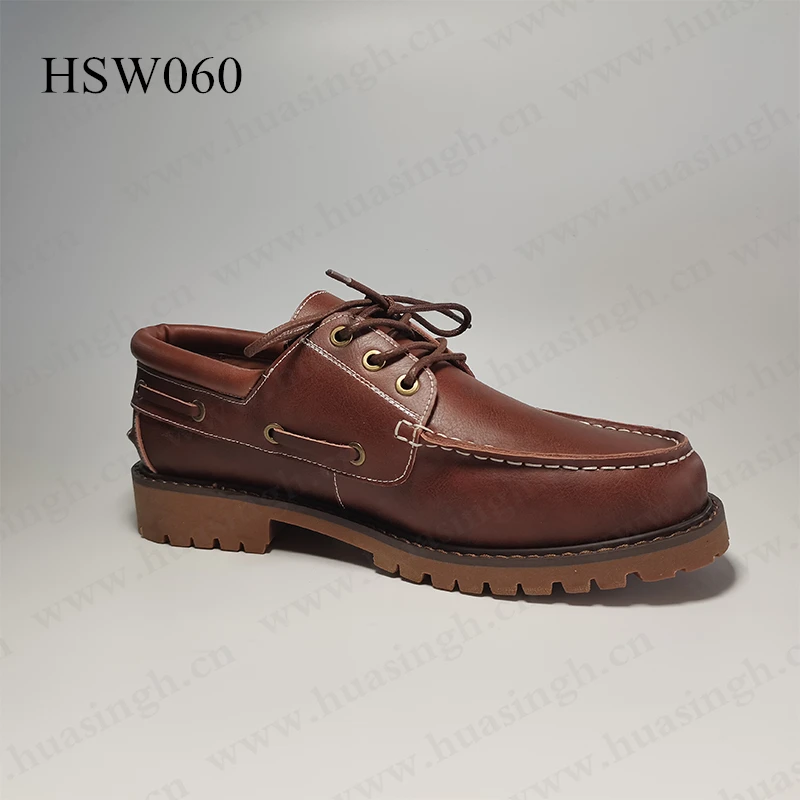 CR,affordable price lace-up style brown boat shoes long time standing comfy rubber outsole peas shoes HSW060