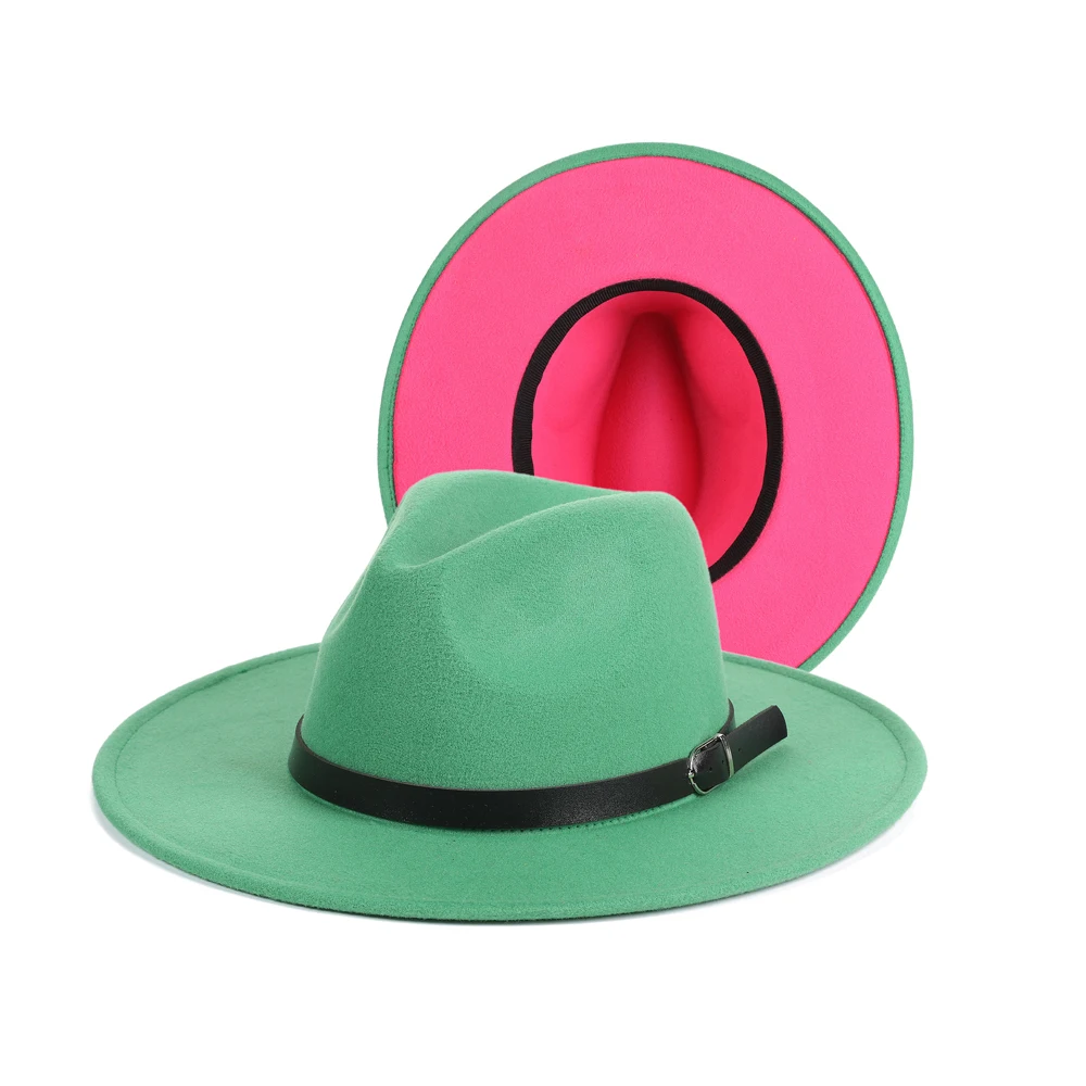  wool felt men Women Material Two Tone adult Fedora hat wide brim custom Party