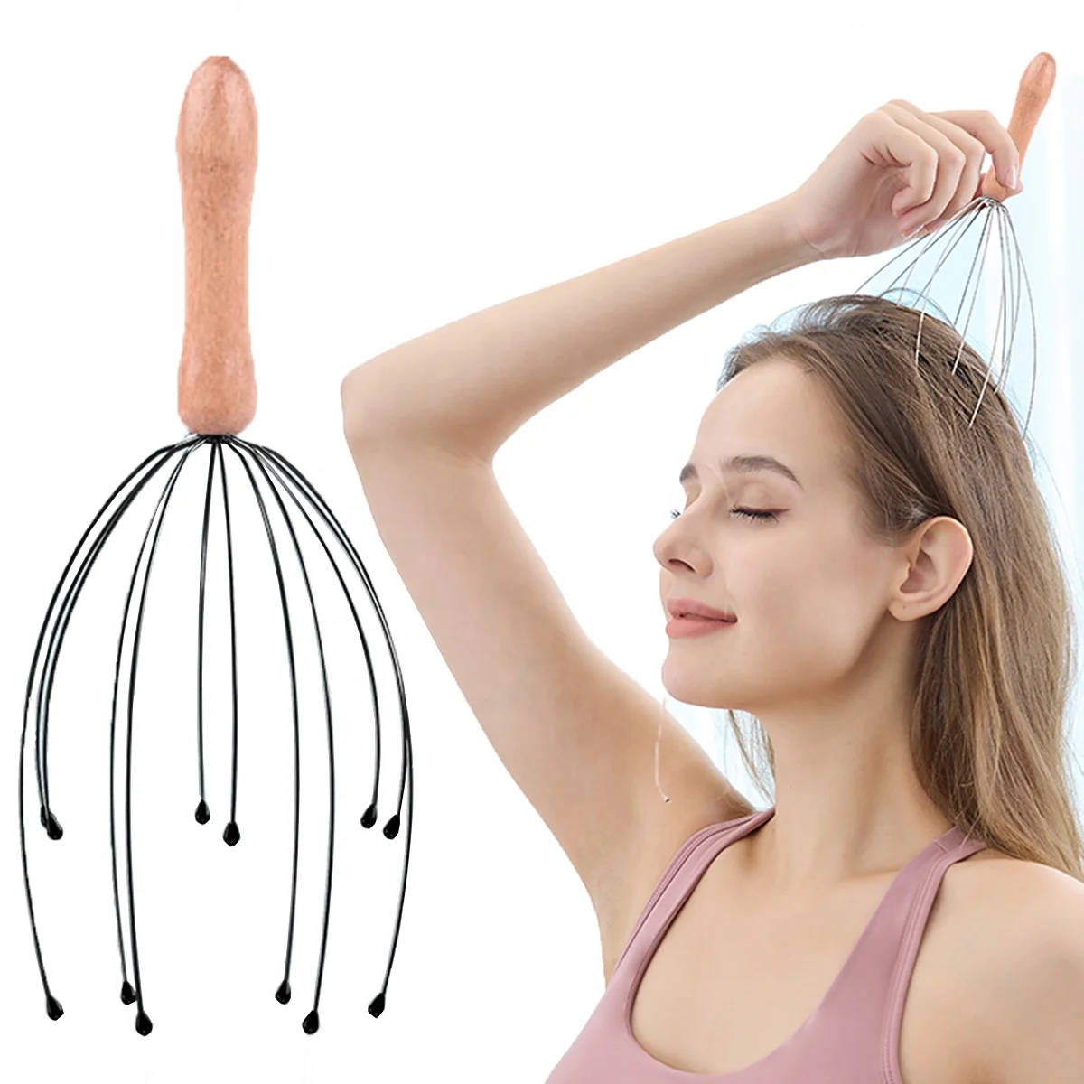 Wholesale Scalp Massager For Head Body Relaxing Wood Handle Head Scratcher Massager