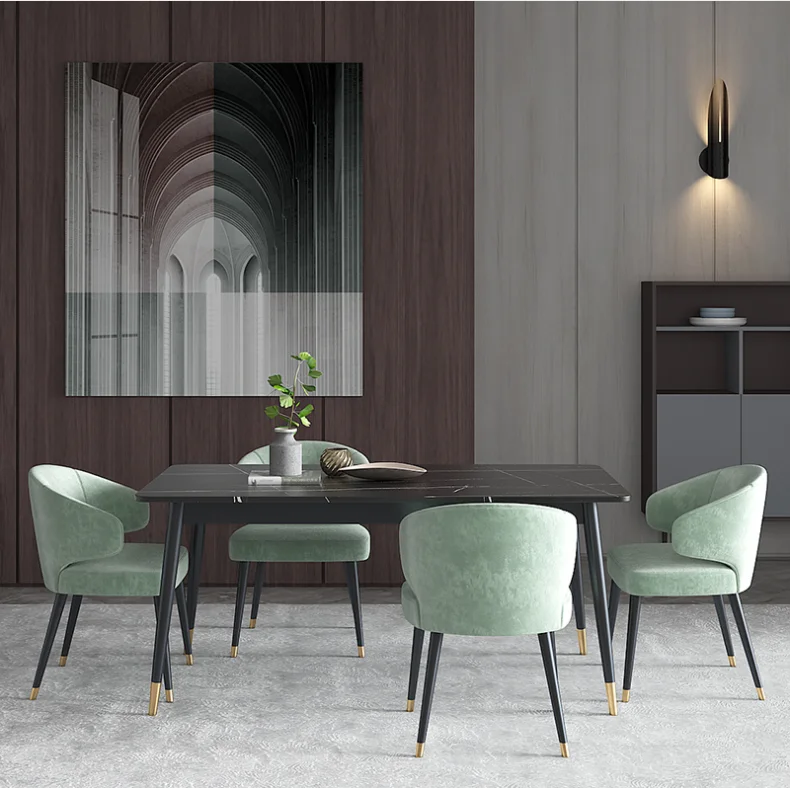Furniture modern light luxury Nordic rectangle marble dining room tables and chairs