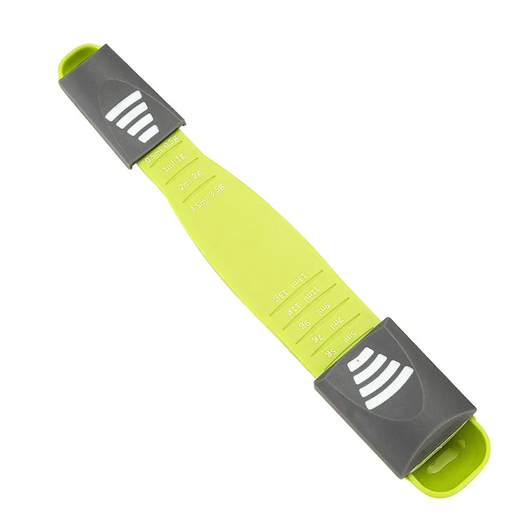 Kitchen Baking Gadget Measurement Adjustable Double Head Plastic TRP Salt Coffee Measuring Spoon With Scale