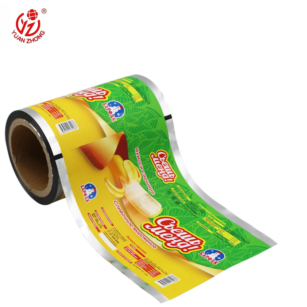 China Supplier OEM/ODM Automatic Packing Film Ice Candy Plastic Packaging Film And Bag, Printed Popsicle Packaging Roll Stock