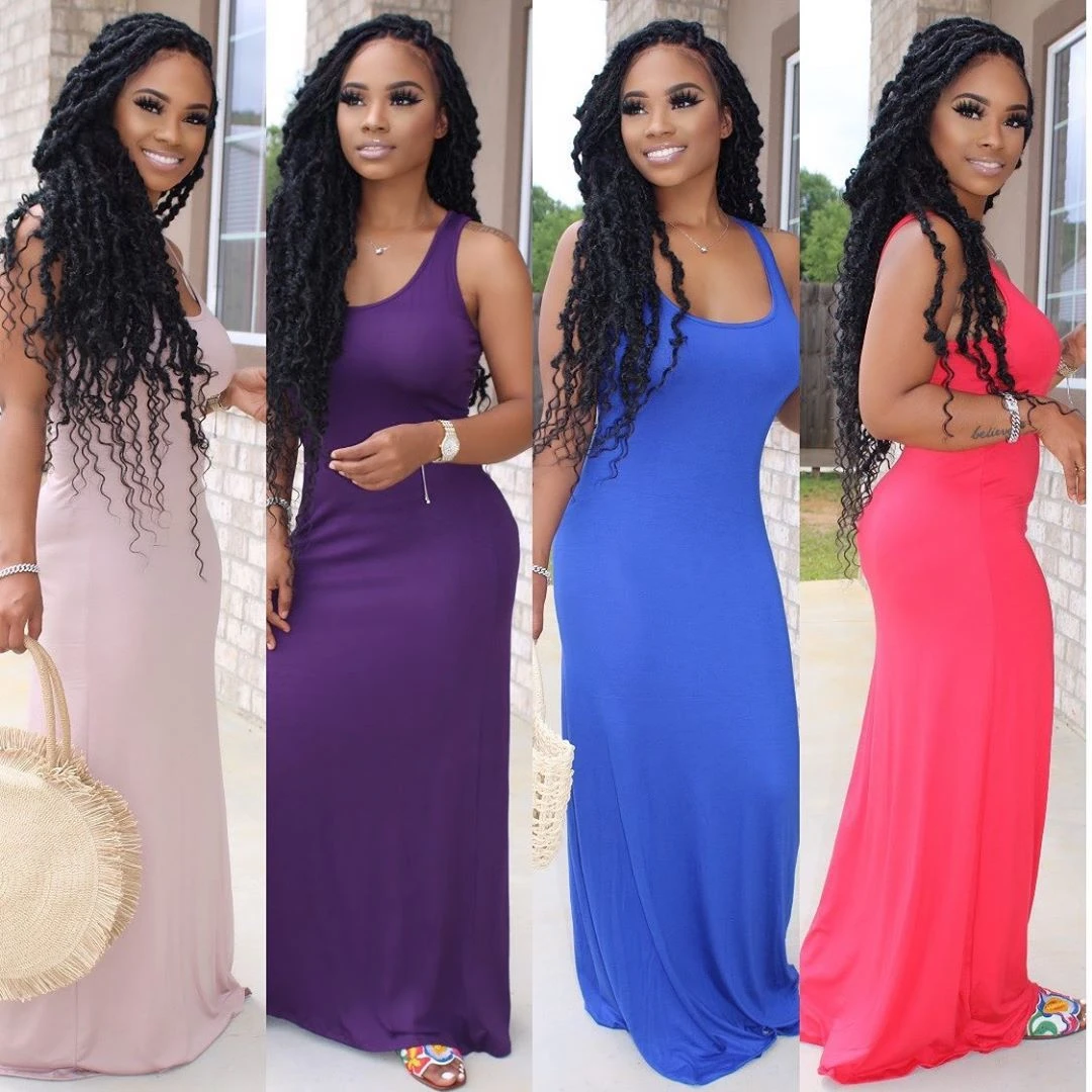  JY-9200 2021 Wholesale Women Summer Sundress Solid Colors