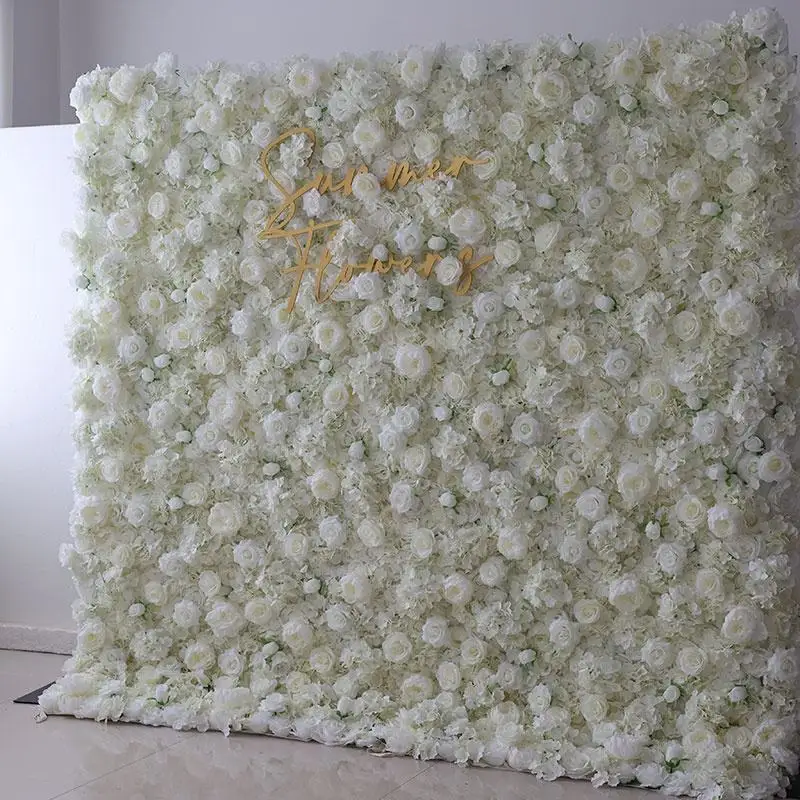 Photo booth wall decoration Romantic style white rose wedding flower wall backdrop