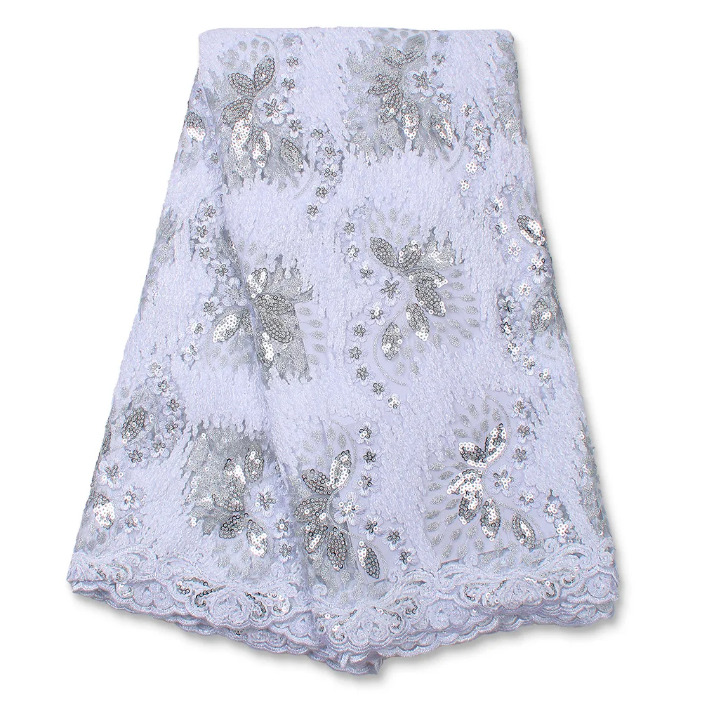 Wholesale 3d Flowers Embroidery Tulle Mesh Gold Sequin Lace Fabric For Dresses