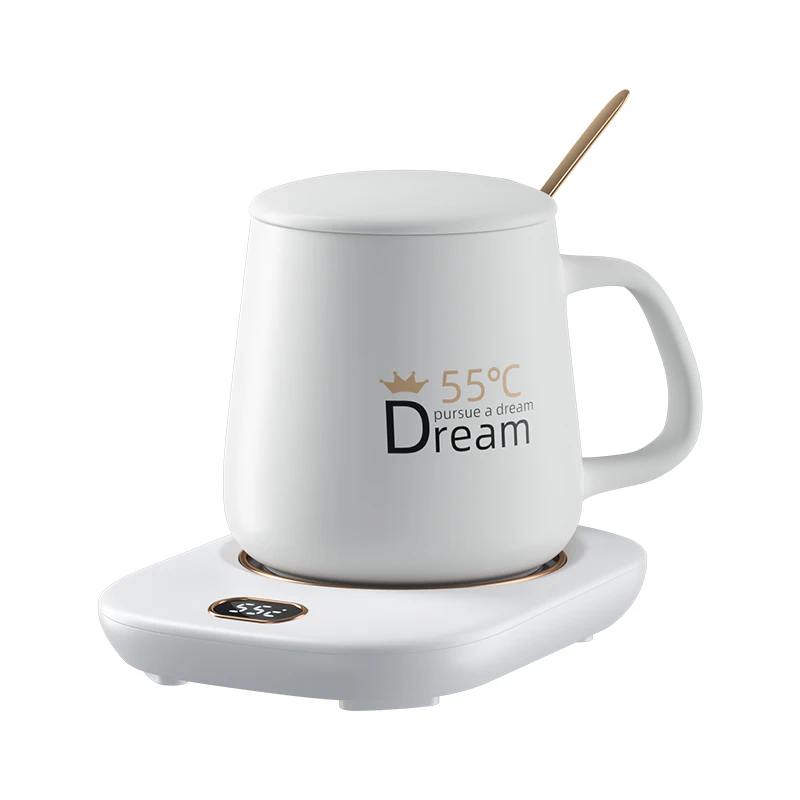New Arrival USB Powered Intelligent Digital Display Gift Box 65 Degree Fast Heating Ceramic Coffee Mug Cup Warmer