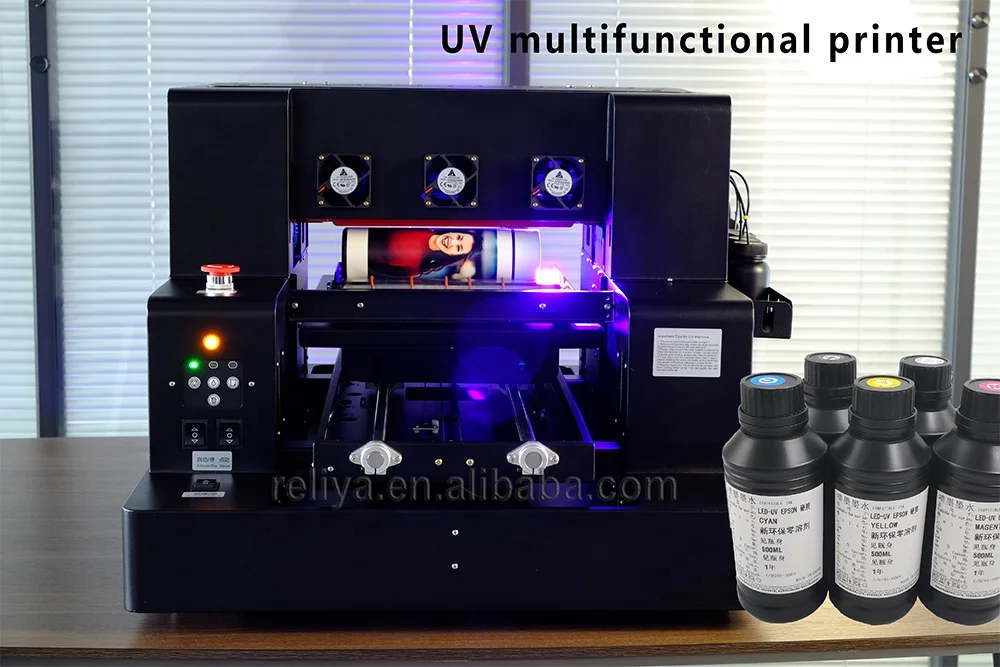 Chinese manufacturer A3-xp600 LED flatbed uv printer crystal label metal label a4 a3 uv printer with ink