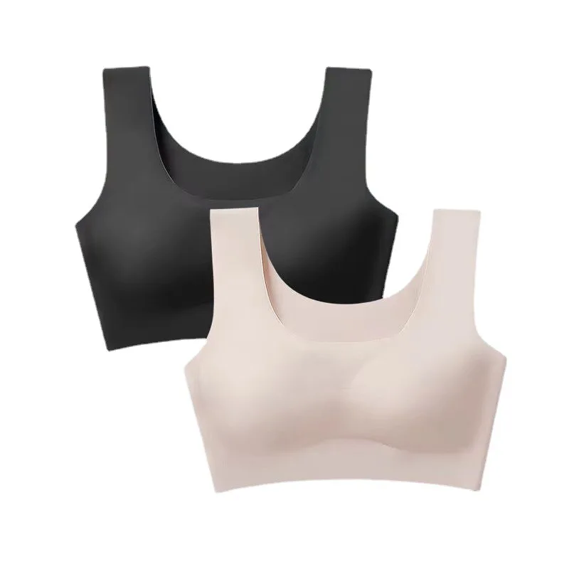 Hot sale ice silk seamless bra women no steel ring gather shockproof sports underwear women sleep bra