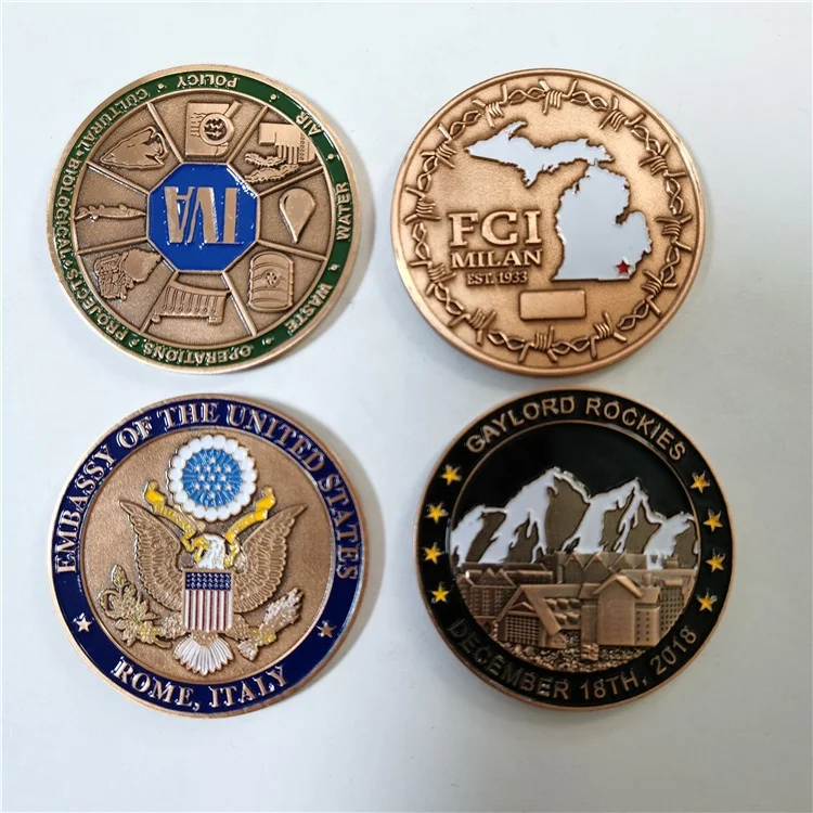 zinc alloy soft enamel Challenge 3D badge antique for sale metal holder nicker standard customized logo custom