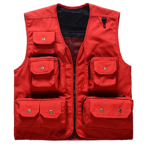 
Multi pocket utility custom design zipper vests outdoor activities fishing journalist photography vests 