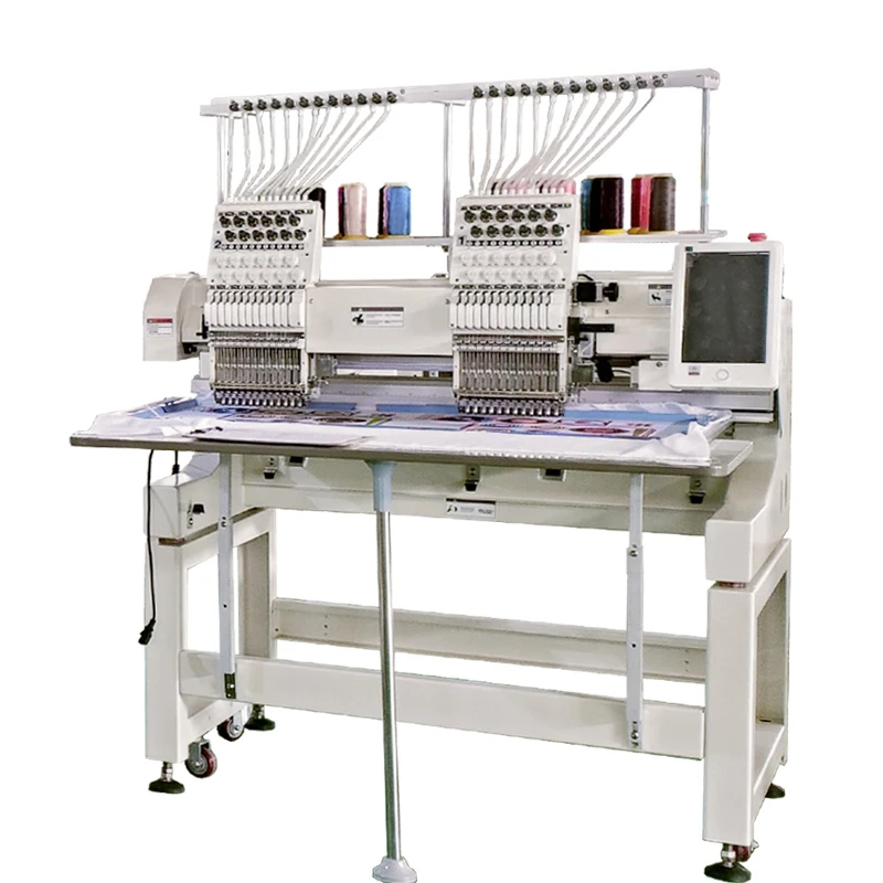High speed ! 2 Heads Computerized 1200rpm 9 12 15 Needles Industrial Computerized Hat Logo T Shirt Cap Embroidery Machine