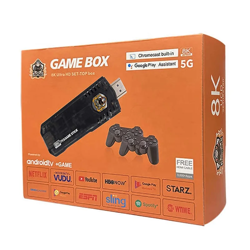 X8 Retro Video Game Stick Dual Systems 8K H-D TV Output Game Box 64GB Built in 10000+ Classic Games TV Video Gaming Consoles