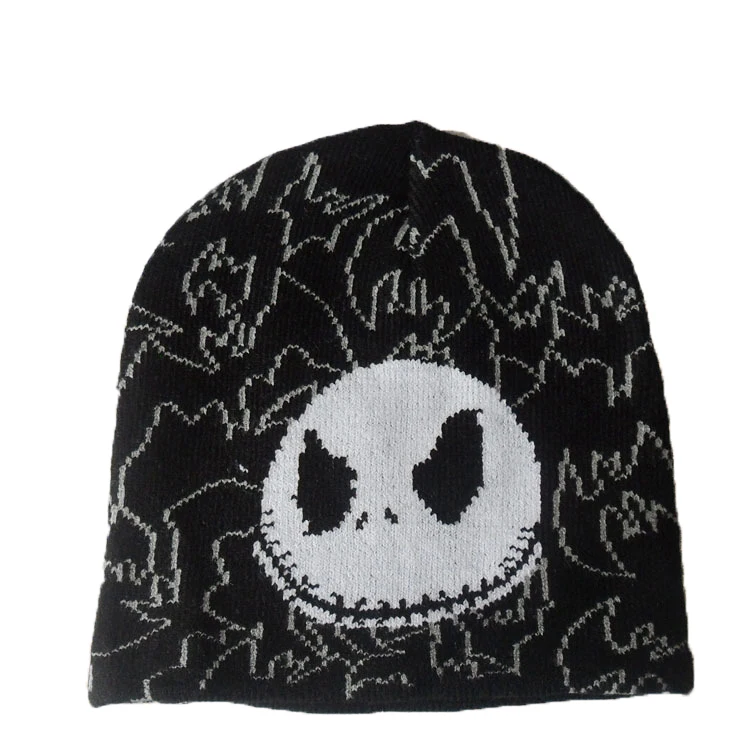Halloween Funny Pumpkin Jacquard Black Skiing Beanies Hats Winter Warm Knitted Beanie Hats Women Men Wholesale