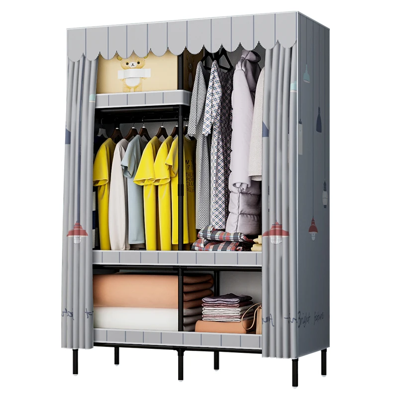 
2020 cheap promotion Wholesale price bedroom wardrobes fabric cloth closet steel wardrobes from China 