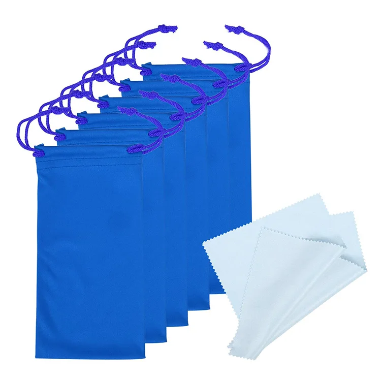 Sunglasses Pouch Soft Slim Glasses and Phone Case with Drawstring Closure