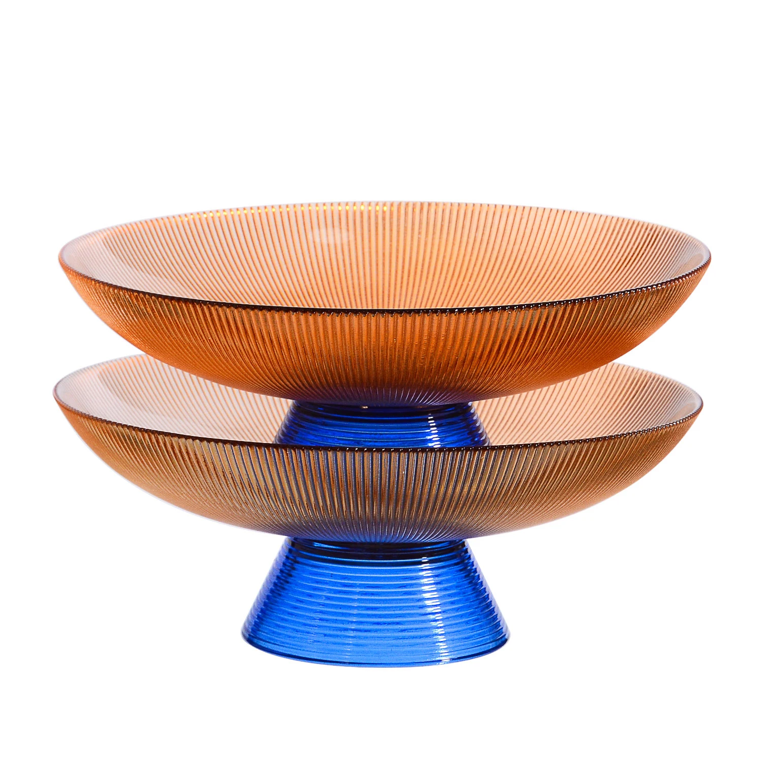 Samyo Custom 7 9 11inches European Luxury Round Home Decoration Colored Glass salad Fruit Bowl Plate with Metalicic Base