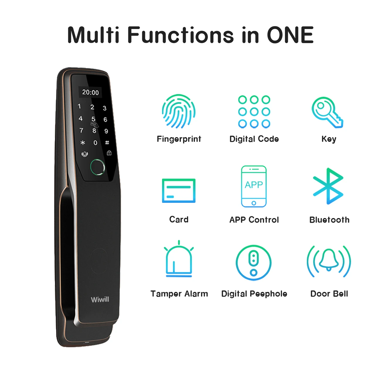  TTLock App Wi-Fi биометрический отпечаток пальца цифровой БЕСКЛЮЧЕВОЙ авто внутренняя камера Умный дверной замок