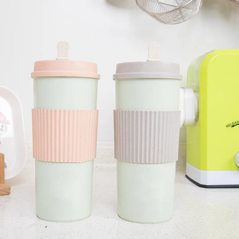 Eco-friendly reusable bamboo fiber tea coffee mug cup with handle for office and home wholesale price