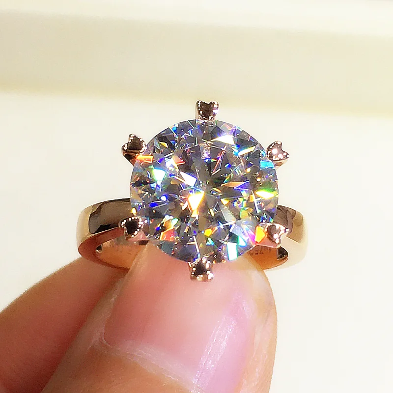 CVD Diamond 18k Pure Gold Jewelry Six Claws Lab Grown Ring for Women Wear