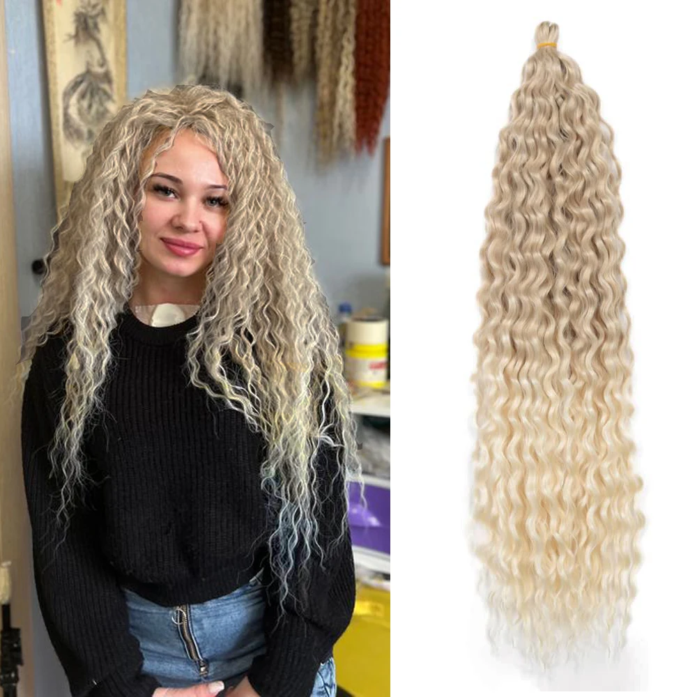 Ocean Wave Crochet Wavy Hair synthetic mix color Ariel Curly Braiding Hair,Goddess Locs Crochet Boho Style Hair Extensions