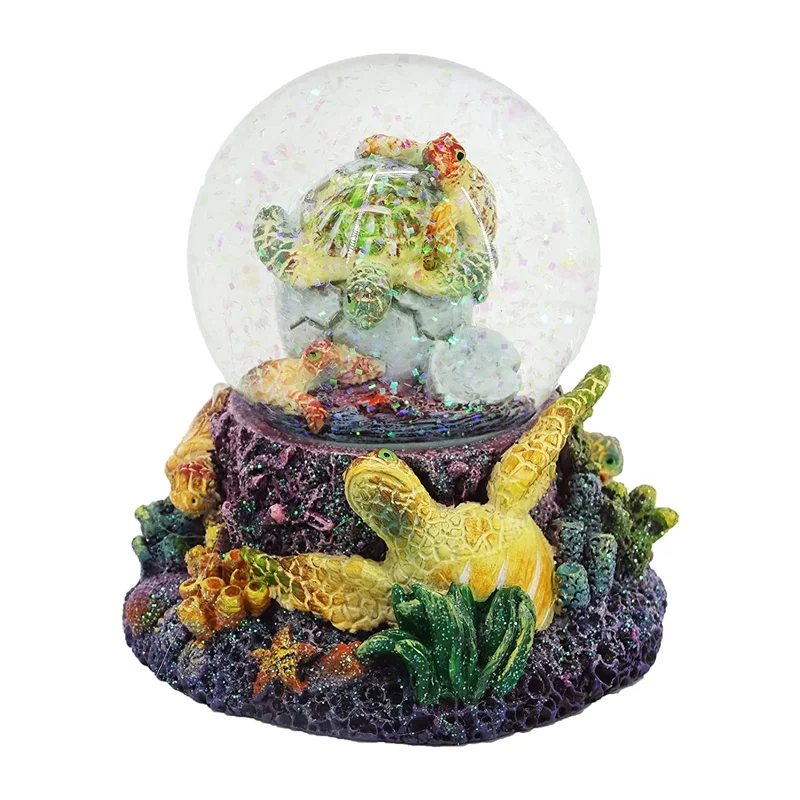 Ocean Life Beach Themed Gift Decor Figurine Snowglobe Handmade Crystal Water Ball Turtle Snow Globes