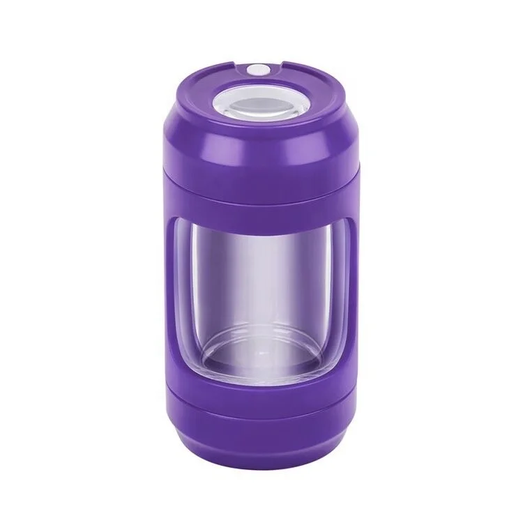 Custom logo Plastic and Glass Light- up LED Air Tight Storage Jars Herb grinder