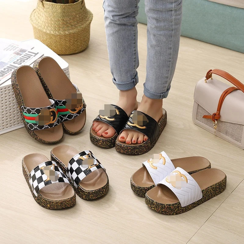 
wholesale 2021 popular custom famous brand slides flat fashion summer beach slides sandal 