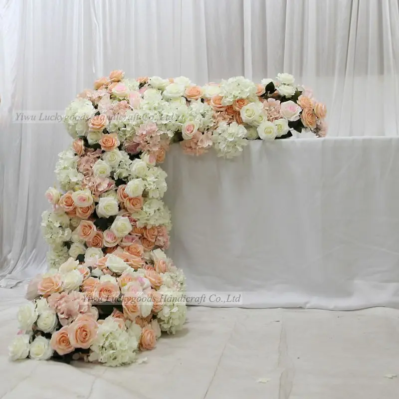 LFB1305 белая розовая романтичная цветочная гирлянда, Настольная дорожка для свадебного украшения