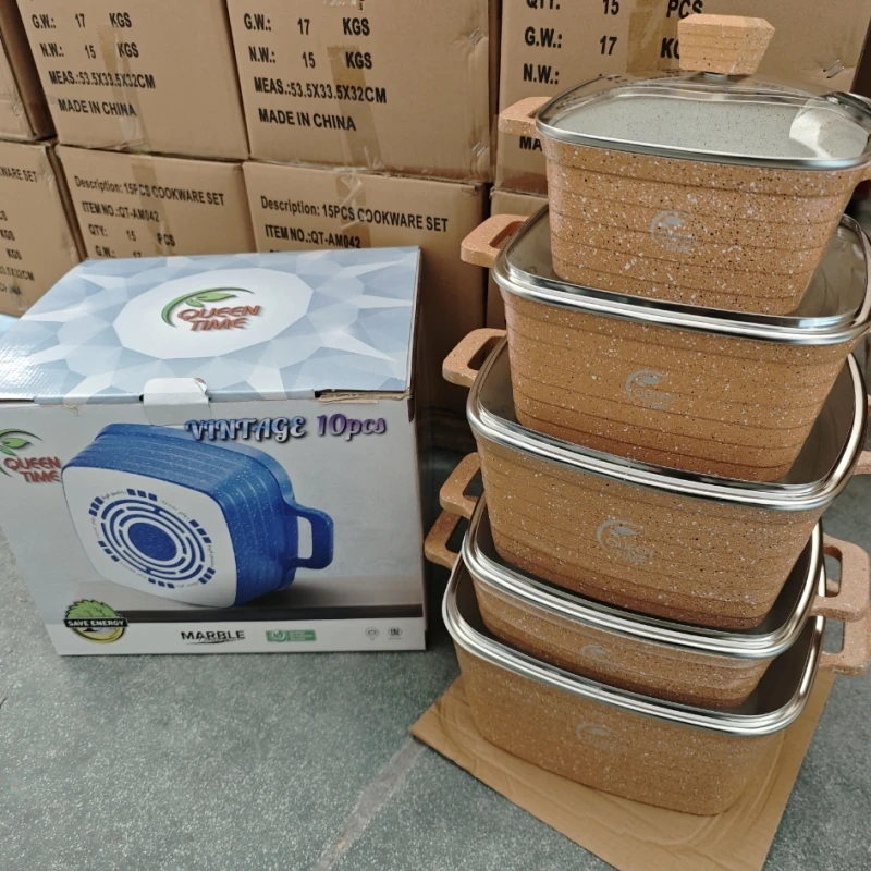 Best Selling 10pieces 20/24/28/32/28cm set Cooking Pot Set Cookware Set Kitchen Steamers Soup Pot Casserole