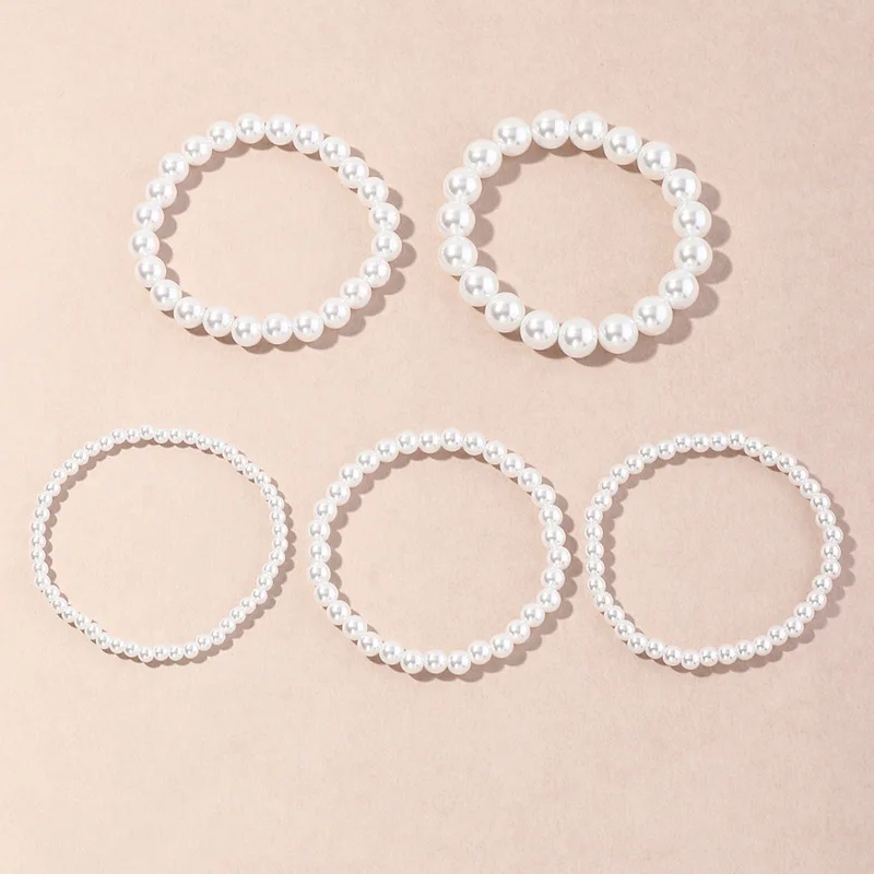 Spring Stretch Large And Small Pearl Bracelet Elastic Thread Girls Hand String Multi Layer Imitation Pearl And Beaded Bracelet