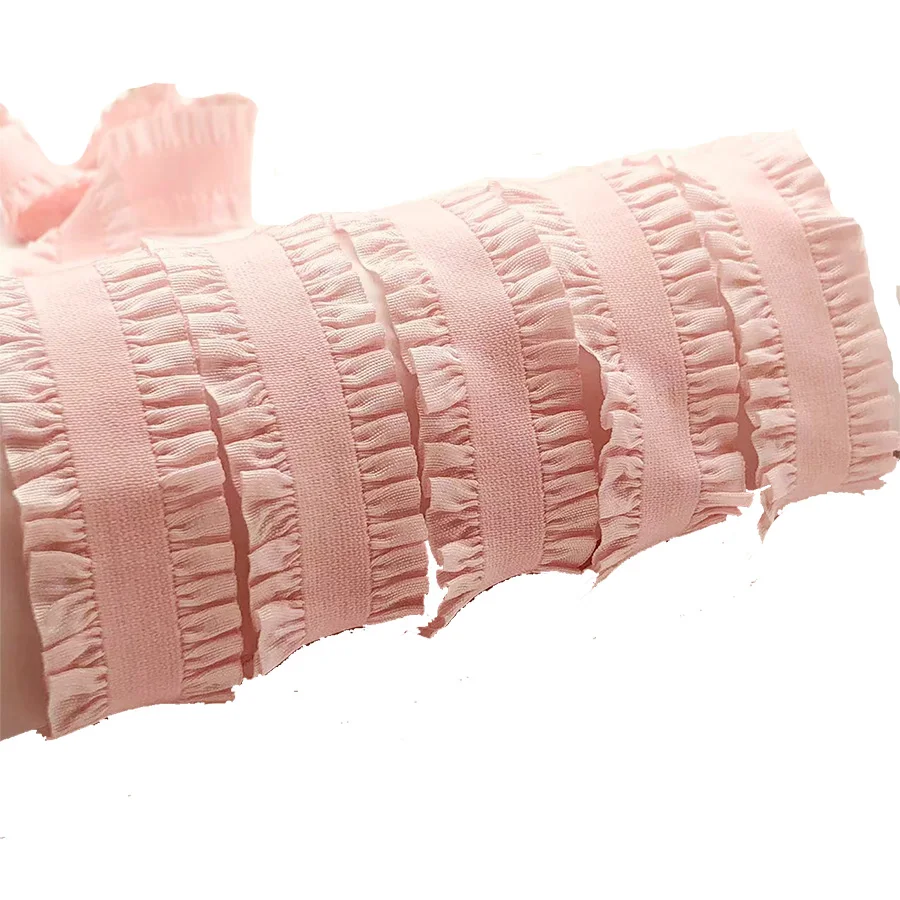hengda factory hot sale Clothing Sewing Accessories Transparent Lace  ruffle fabric  ruffled lace   ruffle trim