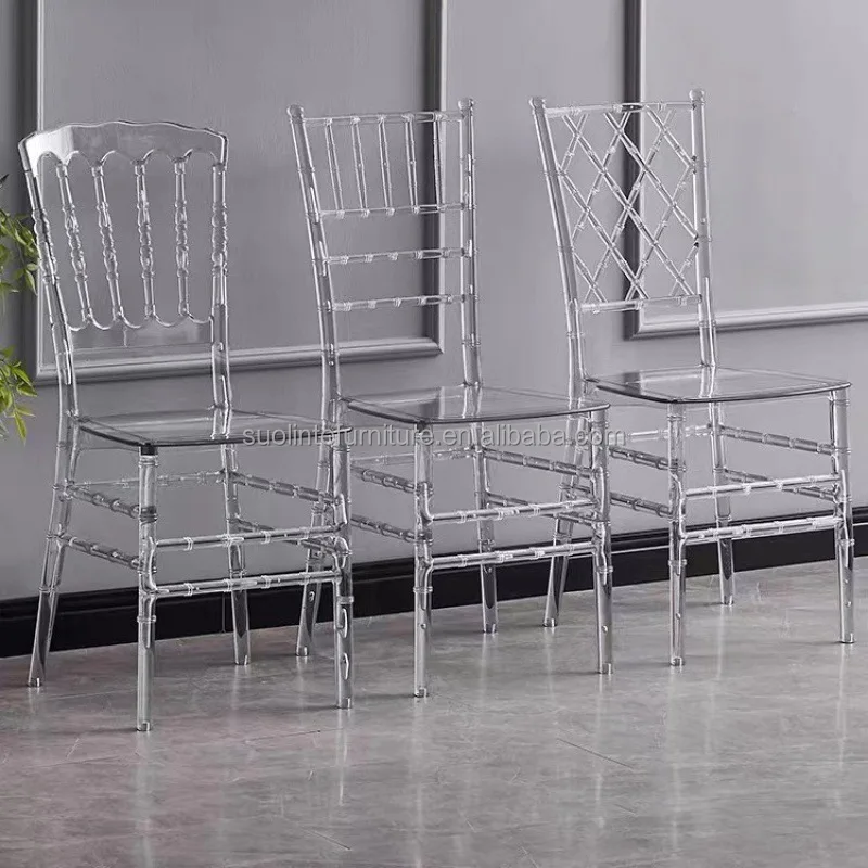 wholesale Factory Adult Rental Plastic Resin Clear Transparent Event Chair Chiavari Chair Phoenix Tiffany Napoleon Chair