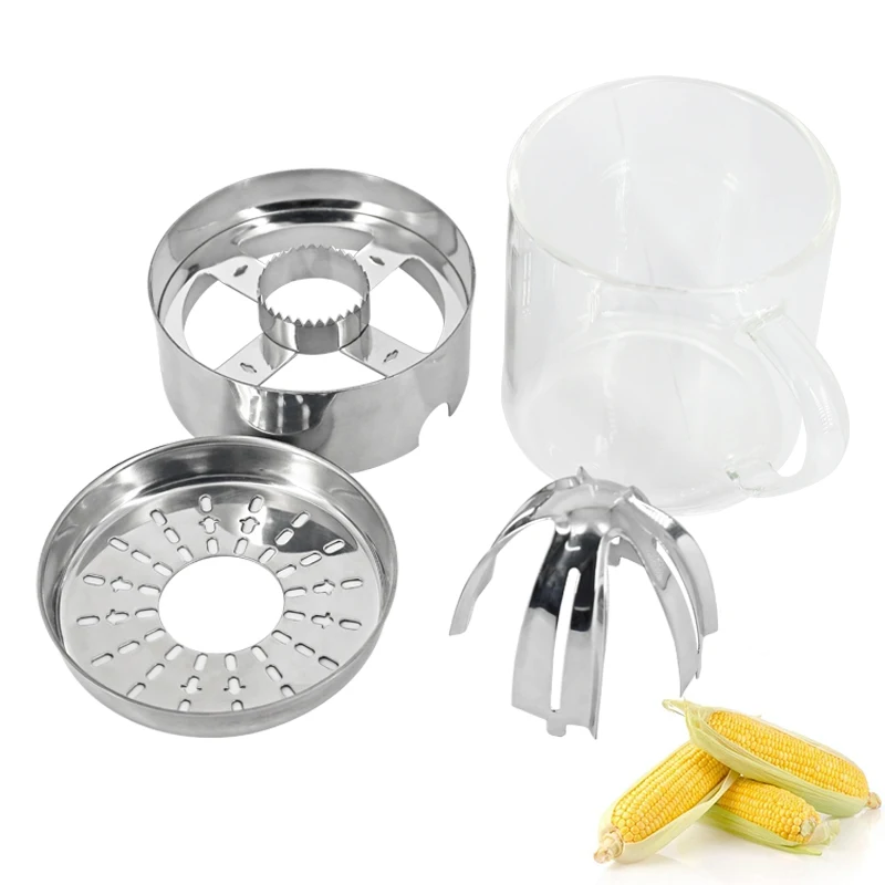 Stainless Corn Sheller machine with Glass Base Supply House Kitchen Manual Corn Grinder Fruit Squeezer