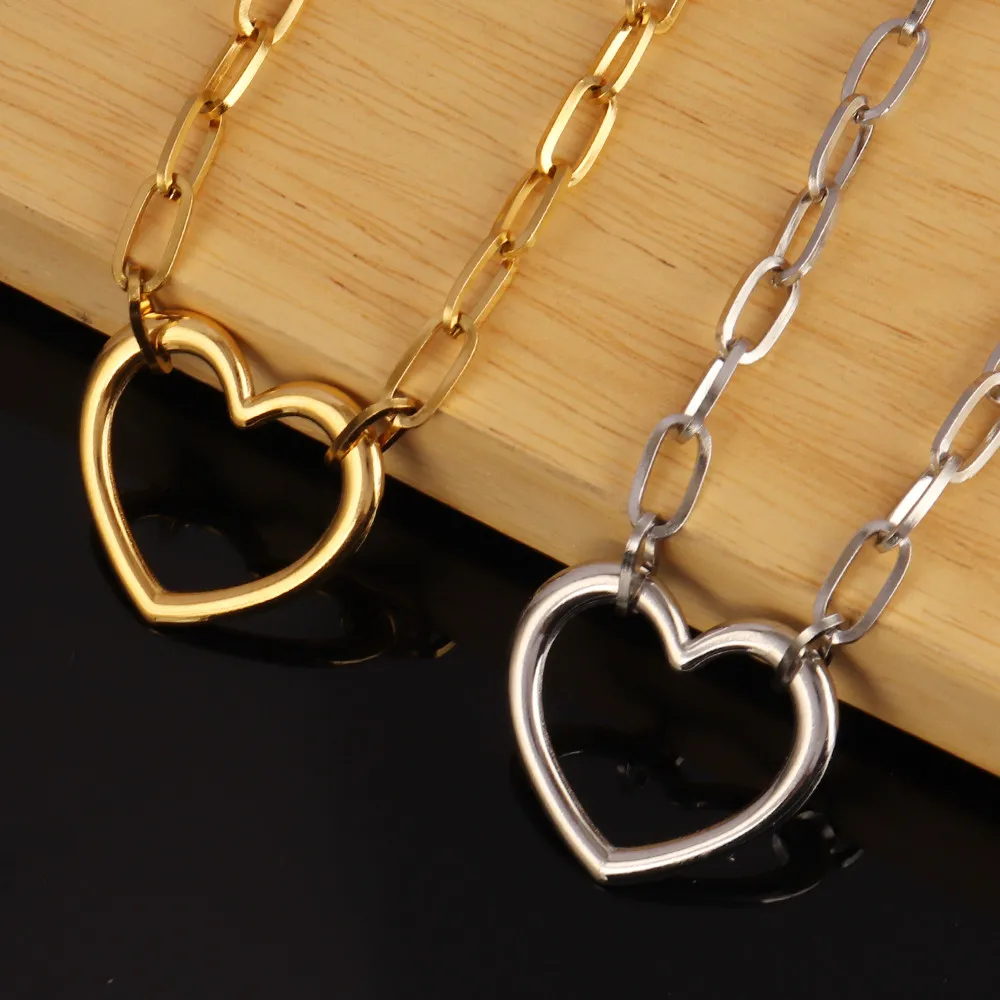 316L Stainless Steel Necklace For Women Choker Heart Clavicle Chain Necklaces Charm Heart Pendant Necklace Jewelry