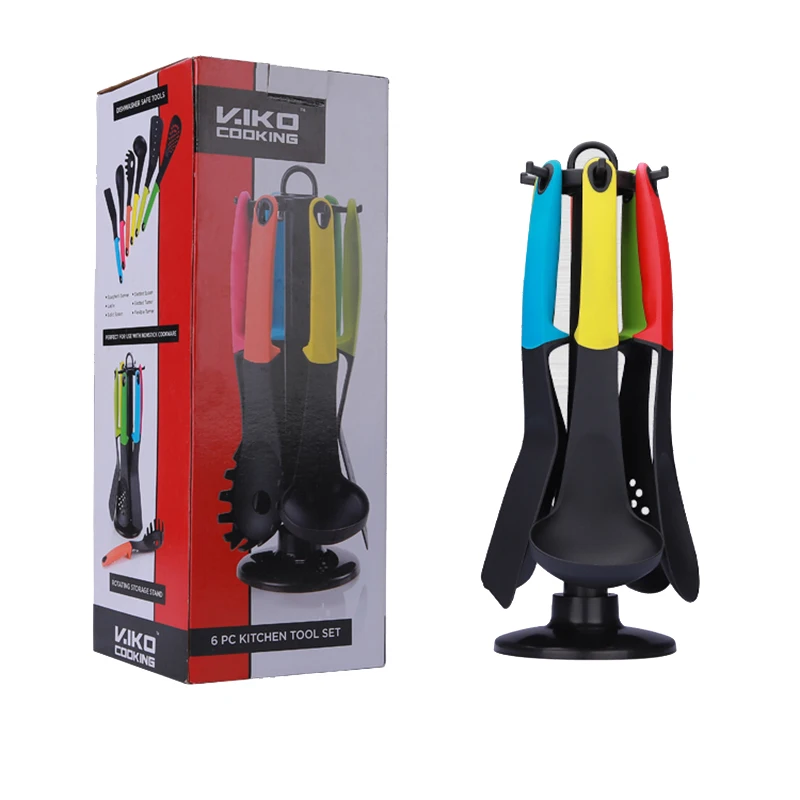 Оптовая продажа с фабрики, 7 шт., высокое качество, вращающаяся подставка, аксессуары, нейлоновая кухонная утварь с подставкой