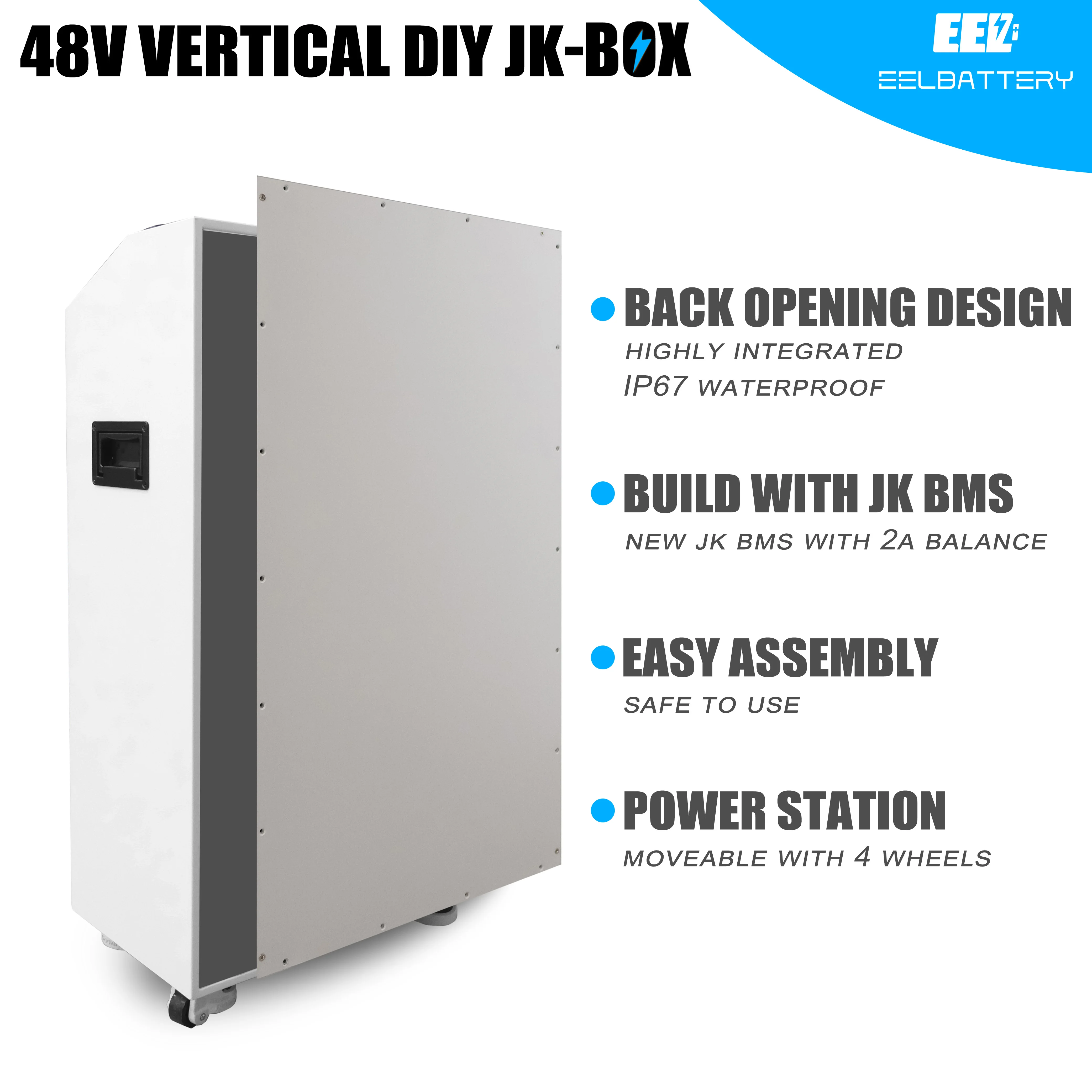 EEL JK Standing box 48V 280AH with 200A JK BMS 15kwh Lifepo4 280ah  DIY Battery case 48V Solar Energy Storage with JK BMS