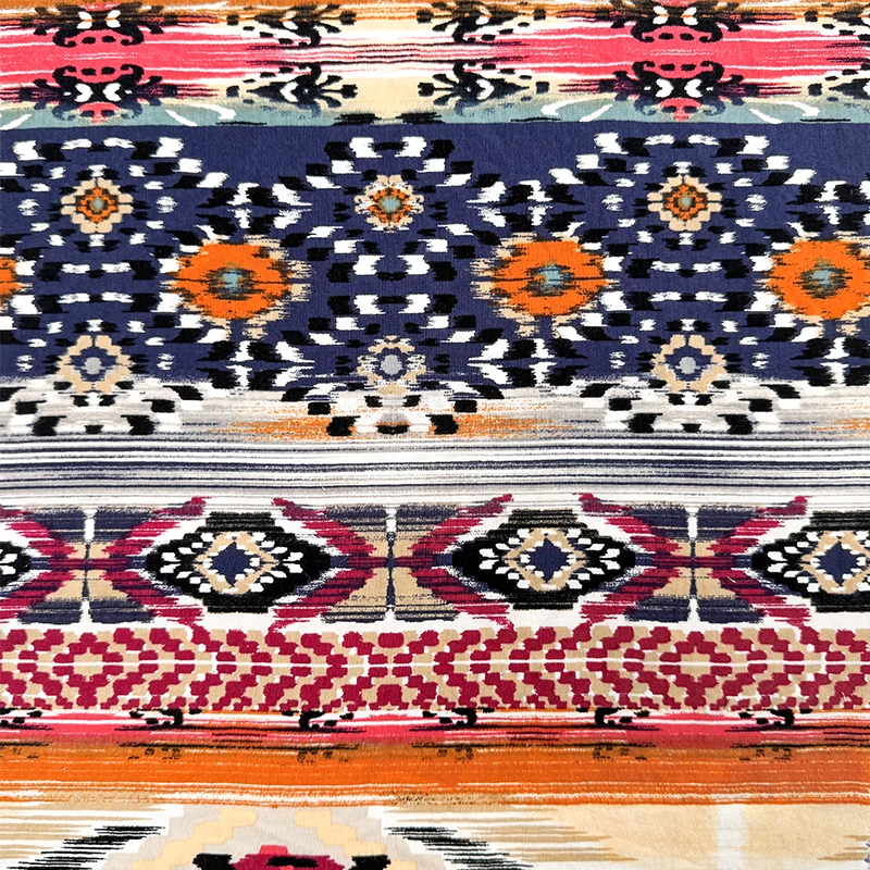 Wedtex Fabric Factory Customized Design Bohemian Ethnic Pattern Soft Tie-dye Viscose Challis Rayon Fabric