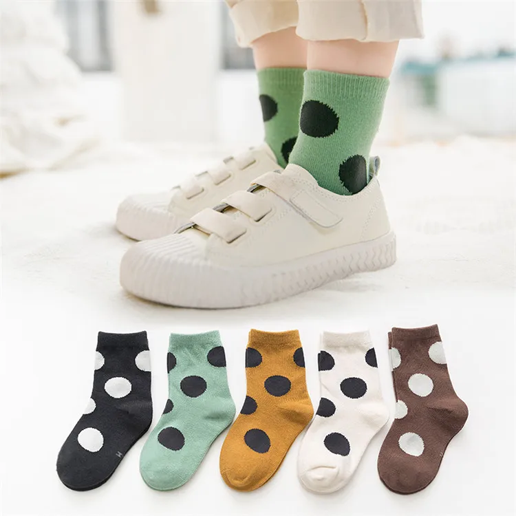 
Wholesale Warm Fleece Terry Kids Winter Socks Designer Polka Dots Children Socks 