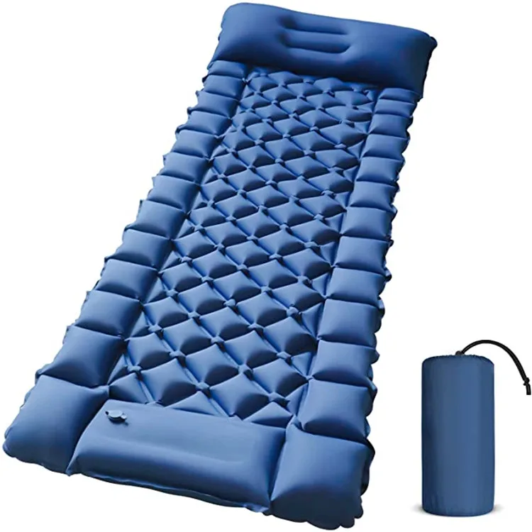 Ultralight Foot Press Inflatable Sleeping Pad For Camping Sleeping Pad TPU Compact Lightweight Sleeping Mat With Pillow And Bag