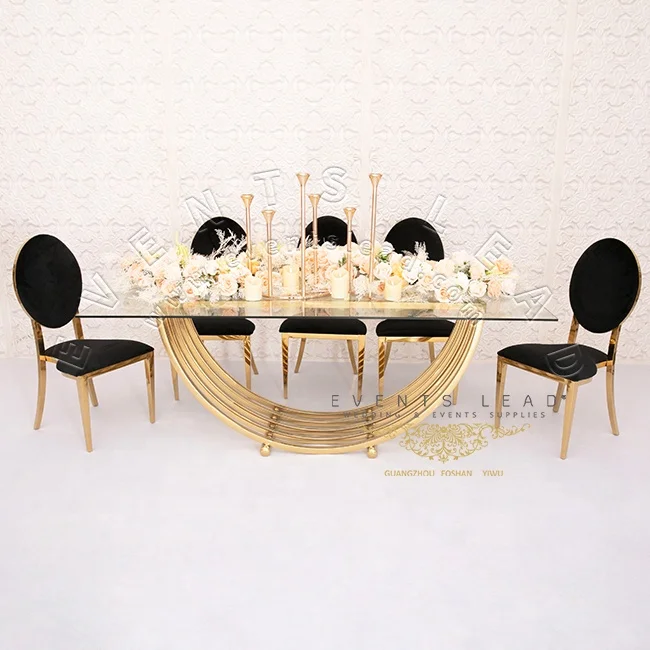 New Design  Furniture Stainless Steel Wedding Table Elegant Half Round Tube Base