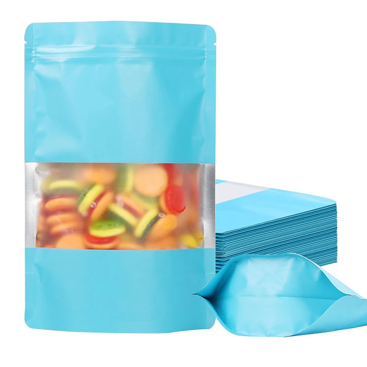 Customized Mylar Clear Window Aluminum Foil Zip Lock Plastic Child Proof Stand up Pouch Food Packaging Bags